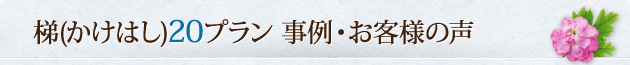 梯（かけはし）20プラン 事例・お客様の声